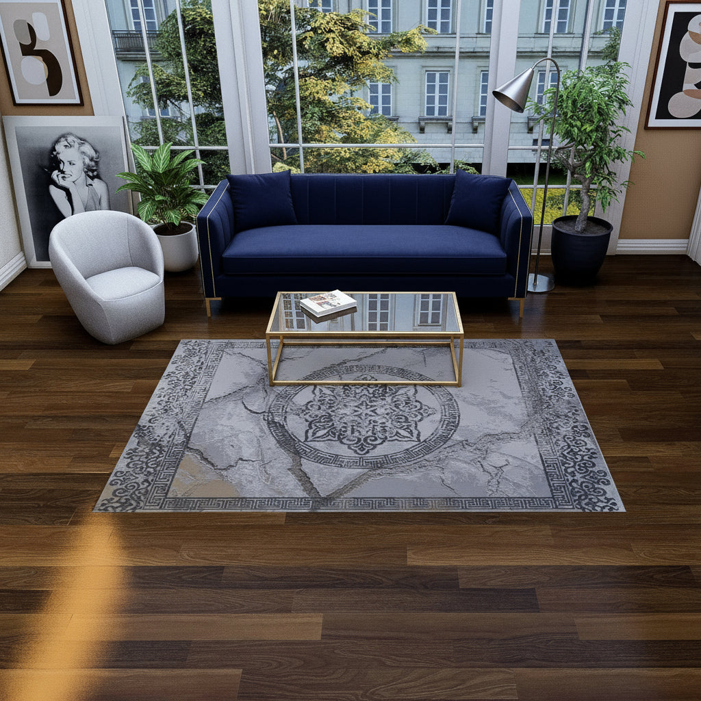 Covor Beenom, gri/alb, dreptunghiular - EmaCarpets