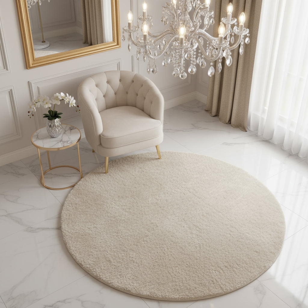 Covor Tip Blanita, ivory, rotund, antiderapant - EmaCarpets