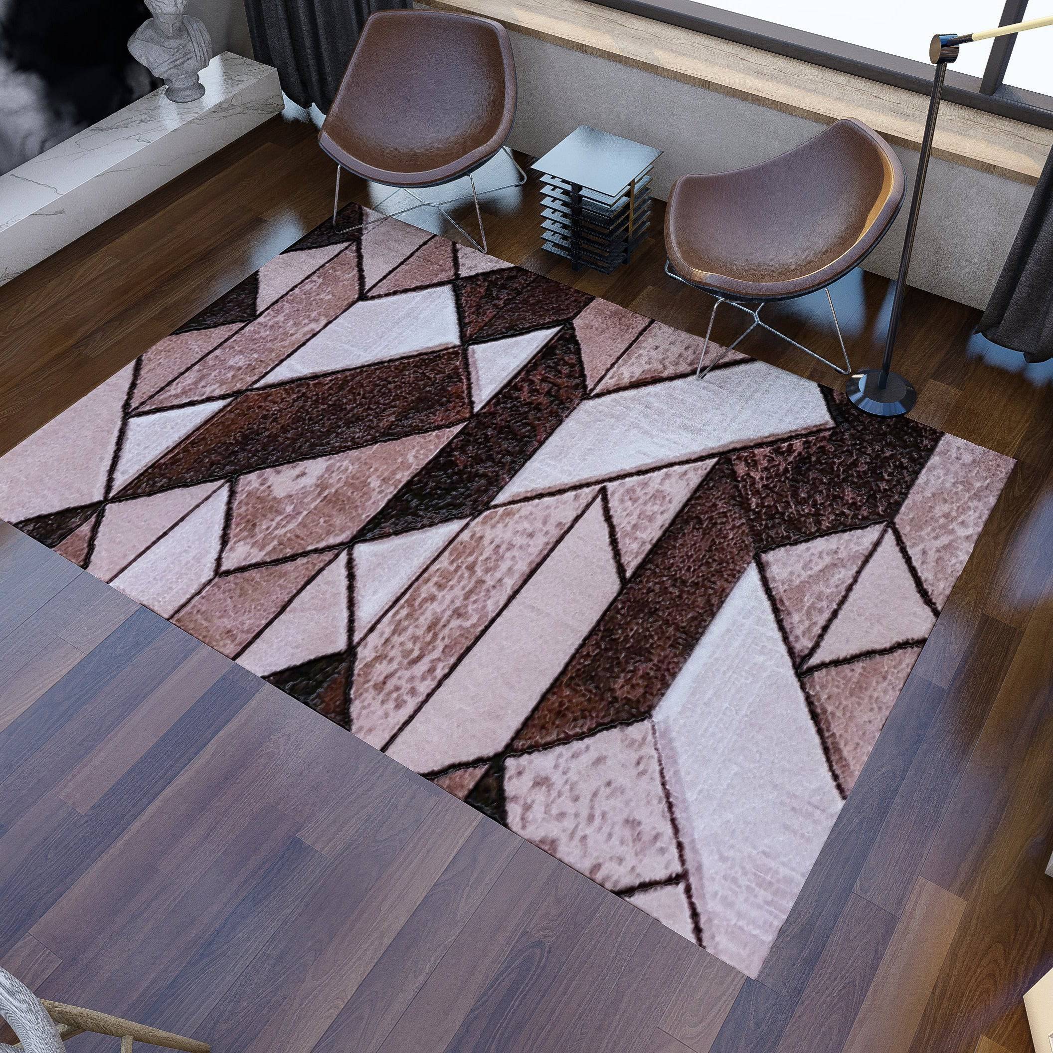 Covor Roma geometric, bej, dreptunghiular - EmaCarpets