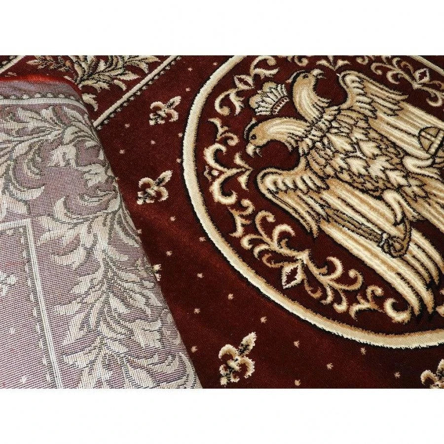 Covor Biserica cu vultur 077, oval, orizontal, rosu - EmaCarpets