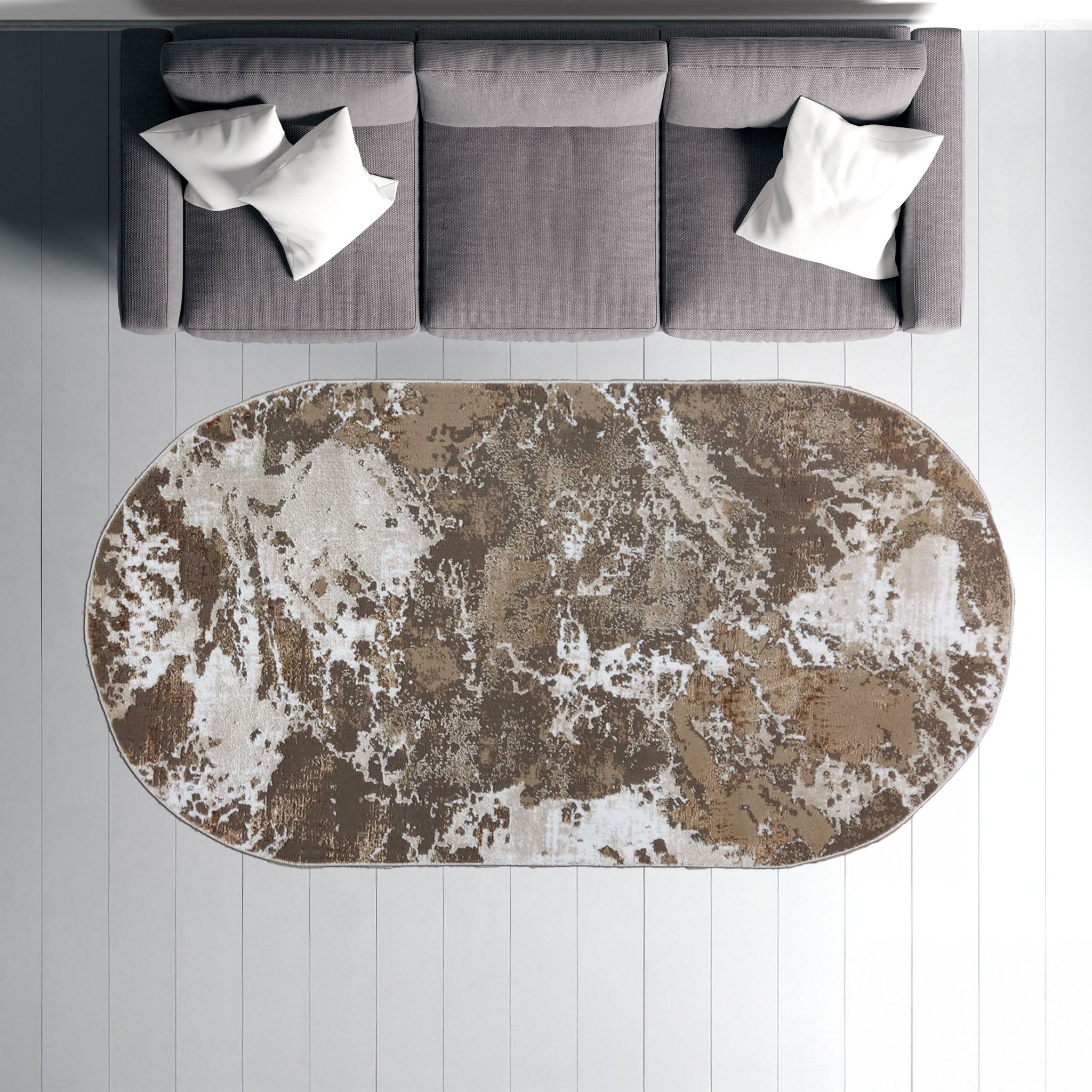 Covor modern Tisa , bej/maro, oval - EmaCarpets