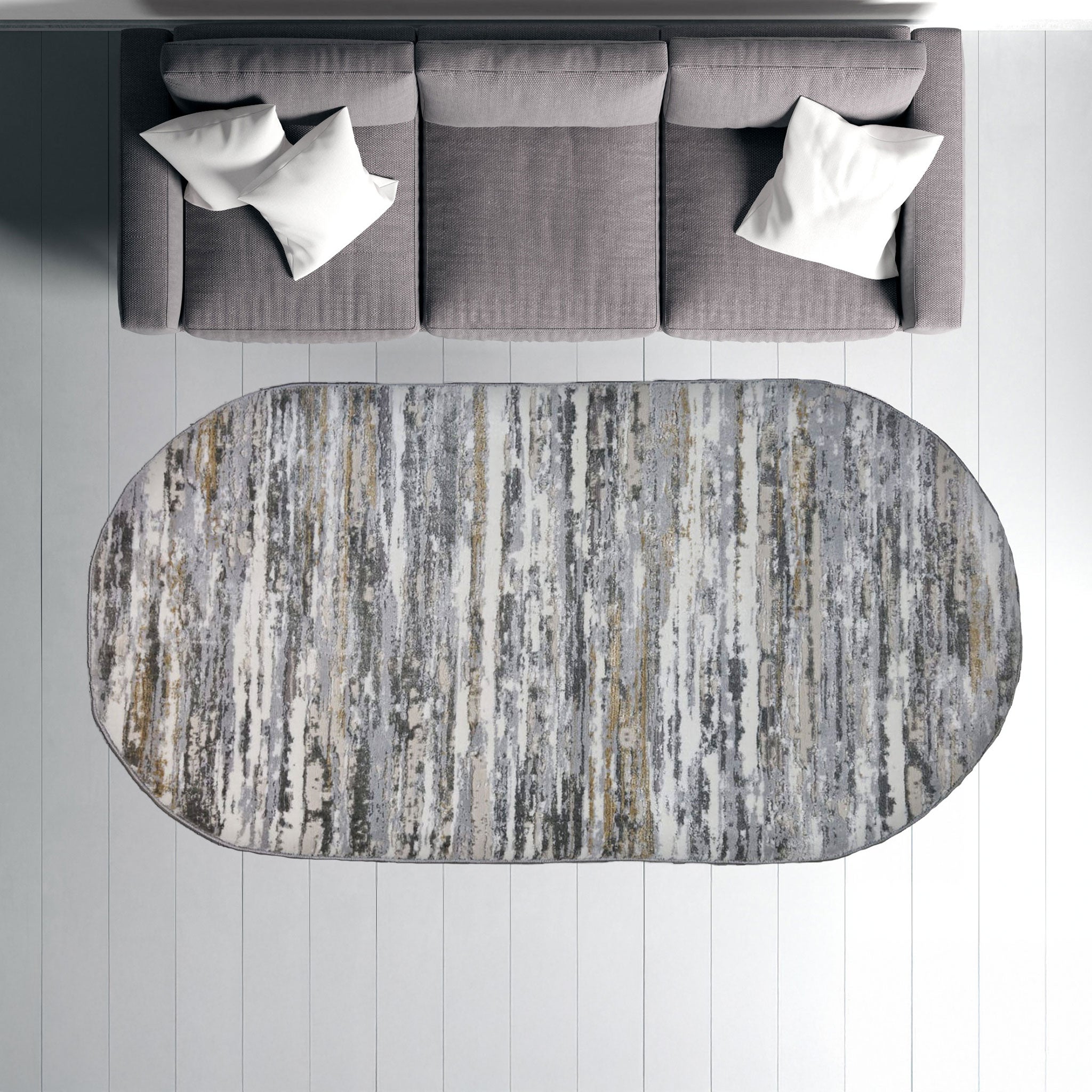 Covor modern Paris,gri/crem, oval1-EMA CARPETS