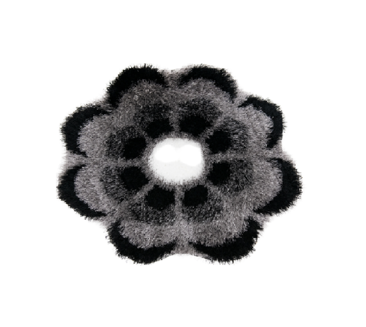 Covor floare matase 3D, gri/negru, 80 x 80 cm