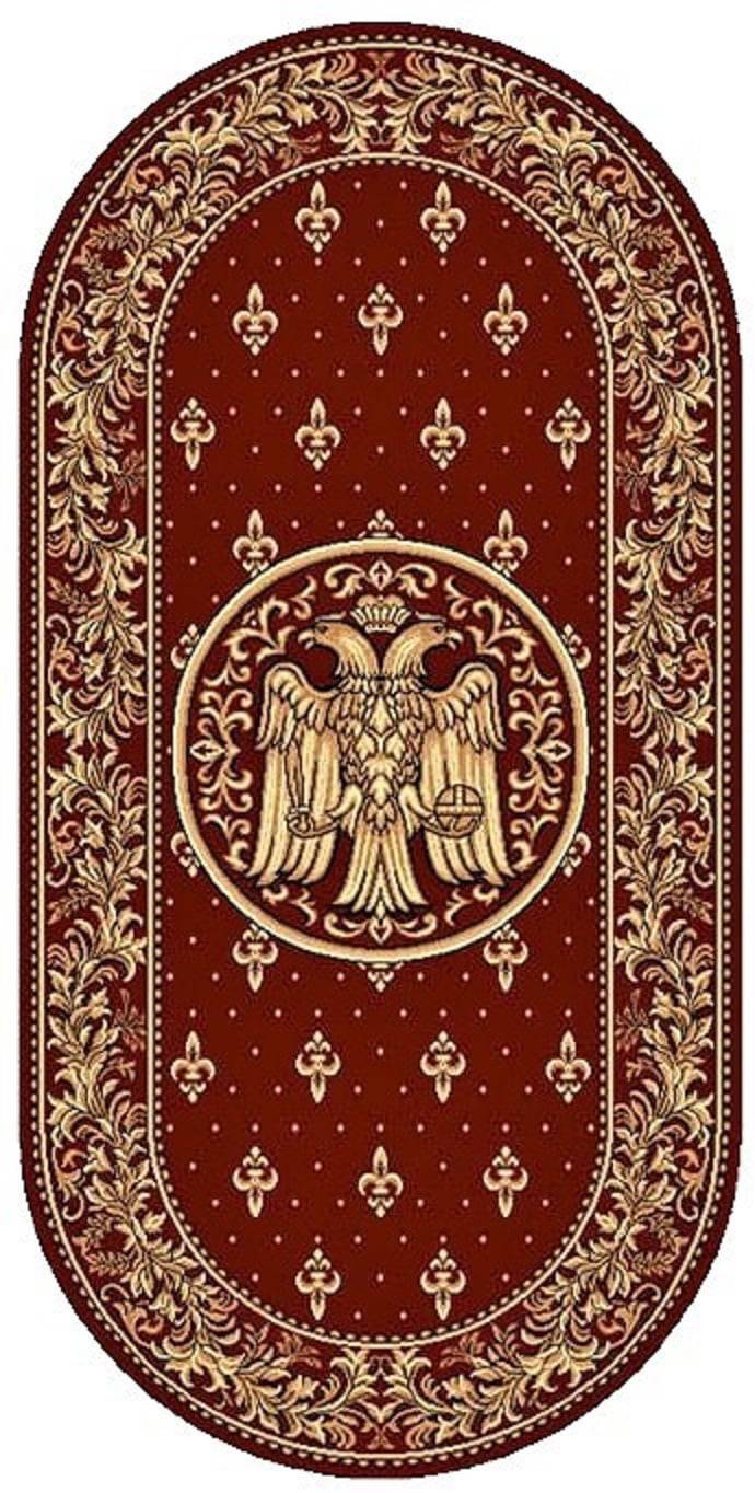 Covor Biserica cu vultur, oval, vertical, rosu - EmaCarpets