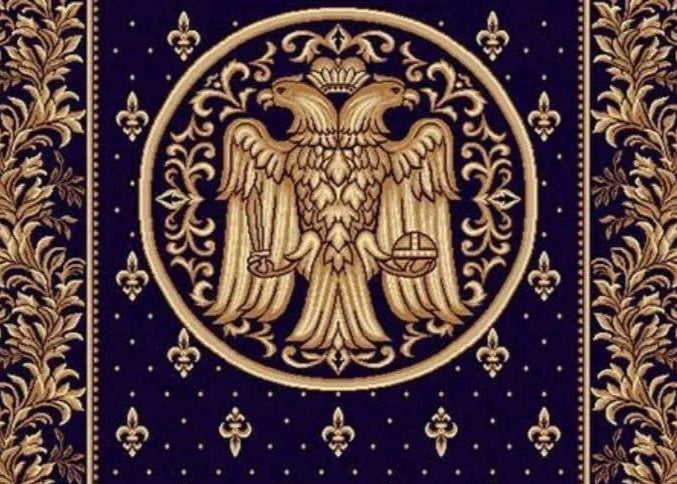 Covor Biserica vultur, albastru-EmaCarpets