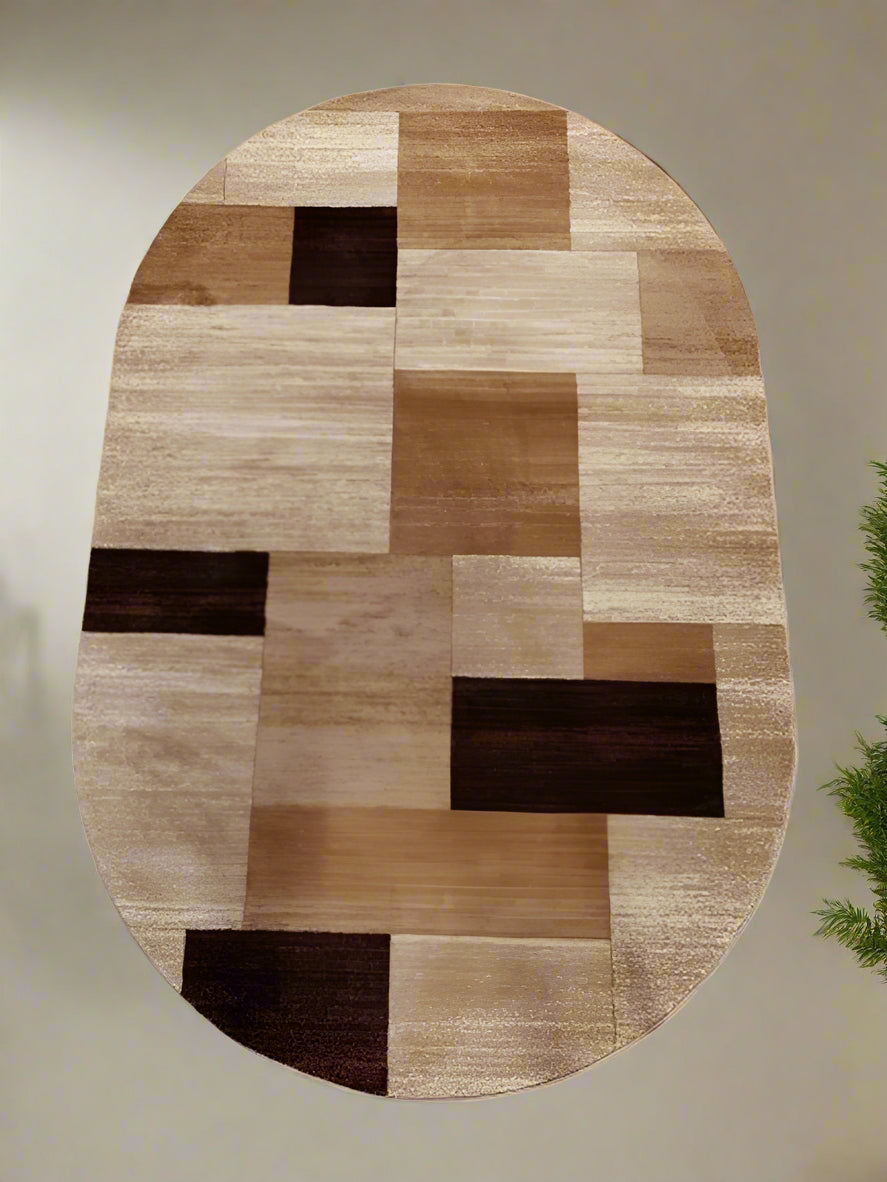 Covor modern Firuze , bej/maro, oval