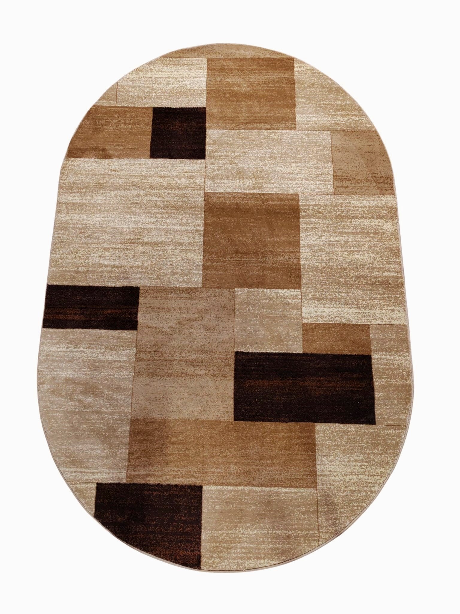 Covor modern Firuze , bej/maro, oval - EmaCarpets