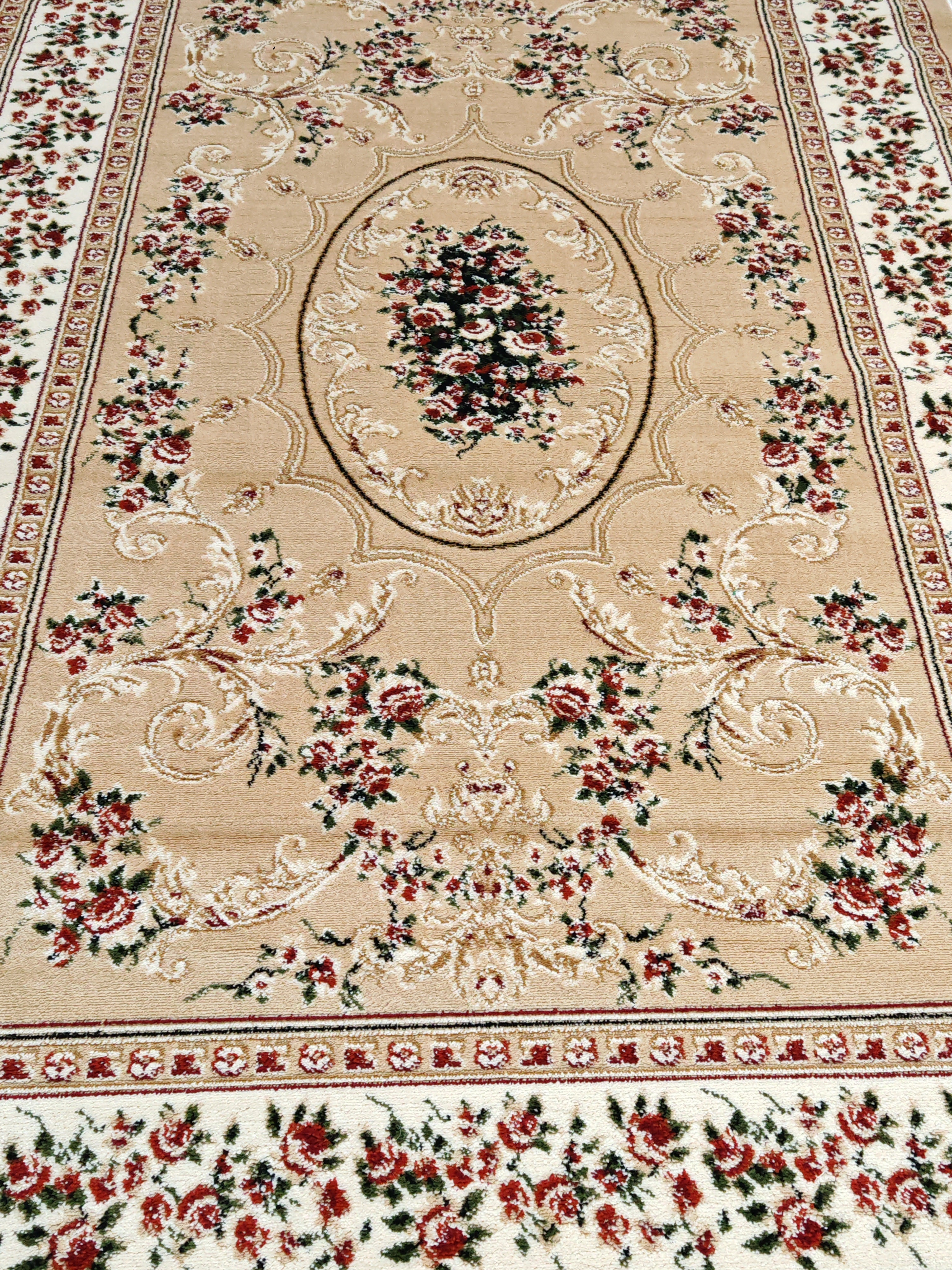 Covor clasic cu medalion, crem/bej, - EmaCarpets