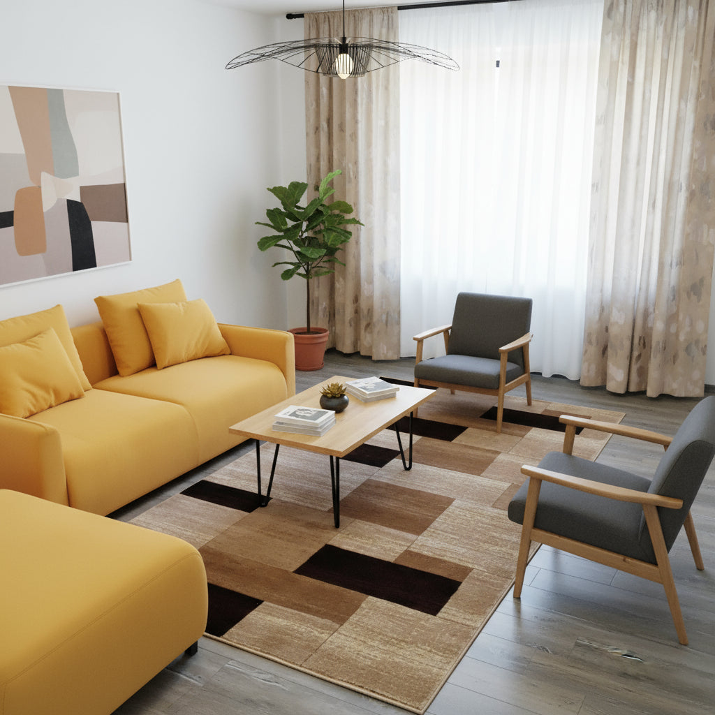 Covor modern Firuze , bej/maro, dreptunghiular - EmaCarpets