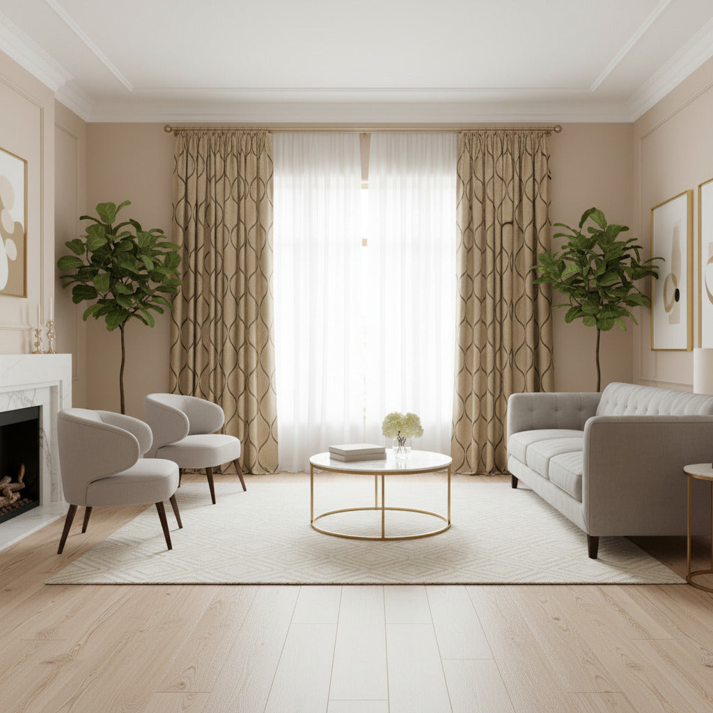 Draperie Blackout Crem Auriu 150x250 cm – Set 2 Bucăți, Gata Lucrată cu Rejansă - EmaCarpets