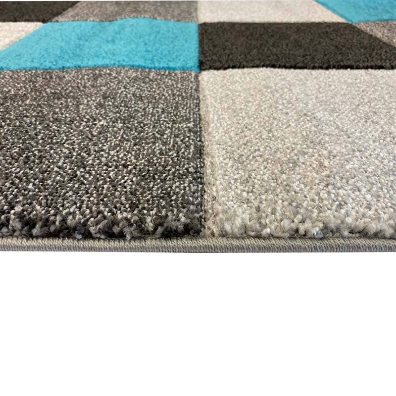Covor Garden patrate gri/turcoaz, oval - EmaCarpets