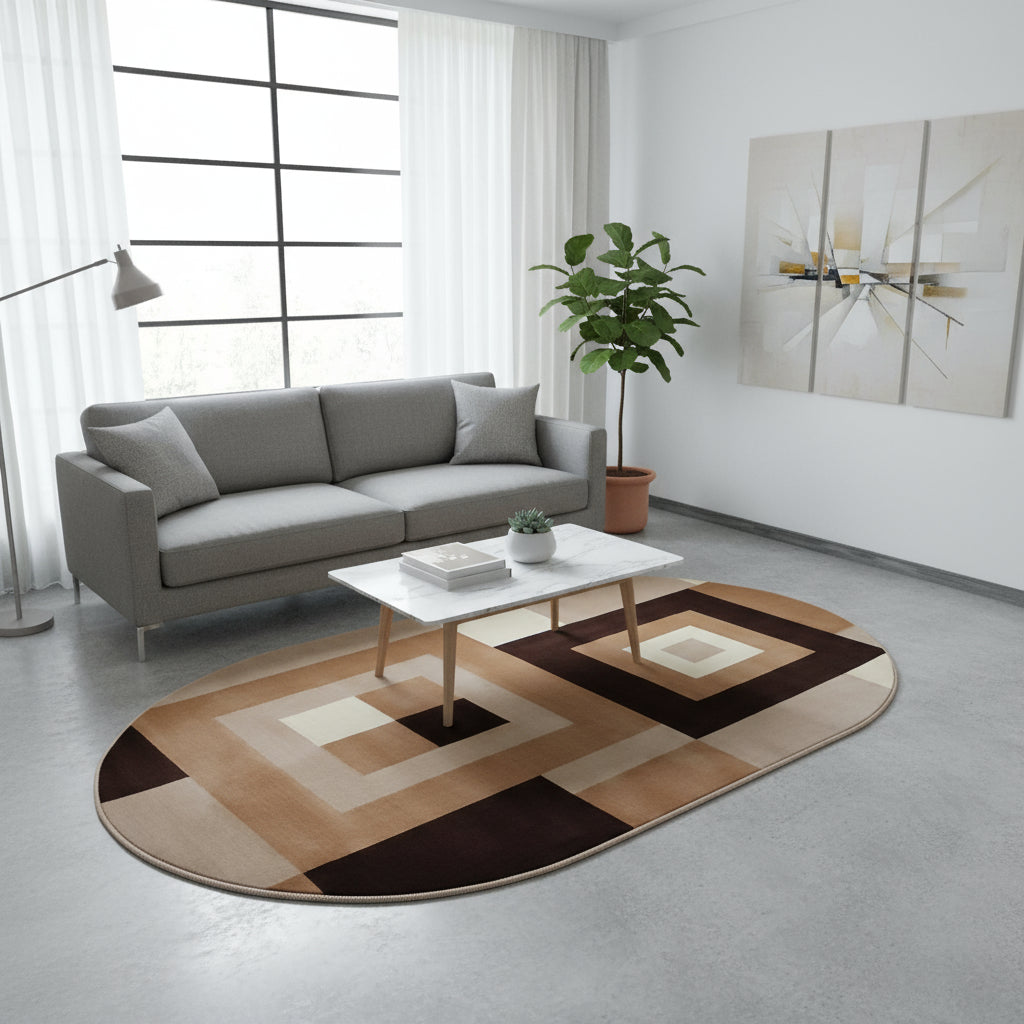 Covor modern EMA 449, bej/maro, oval 1-EMA CARPETS