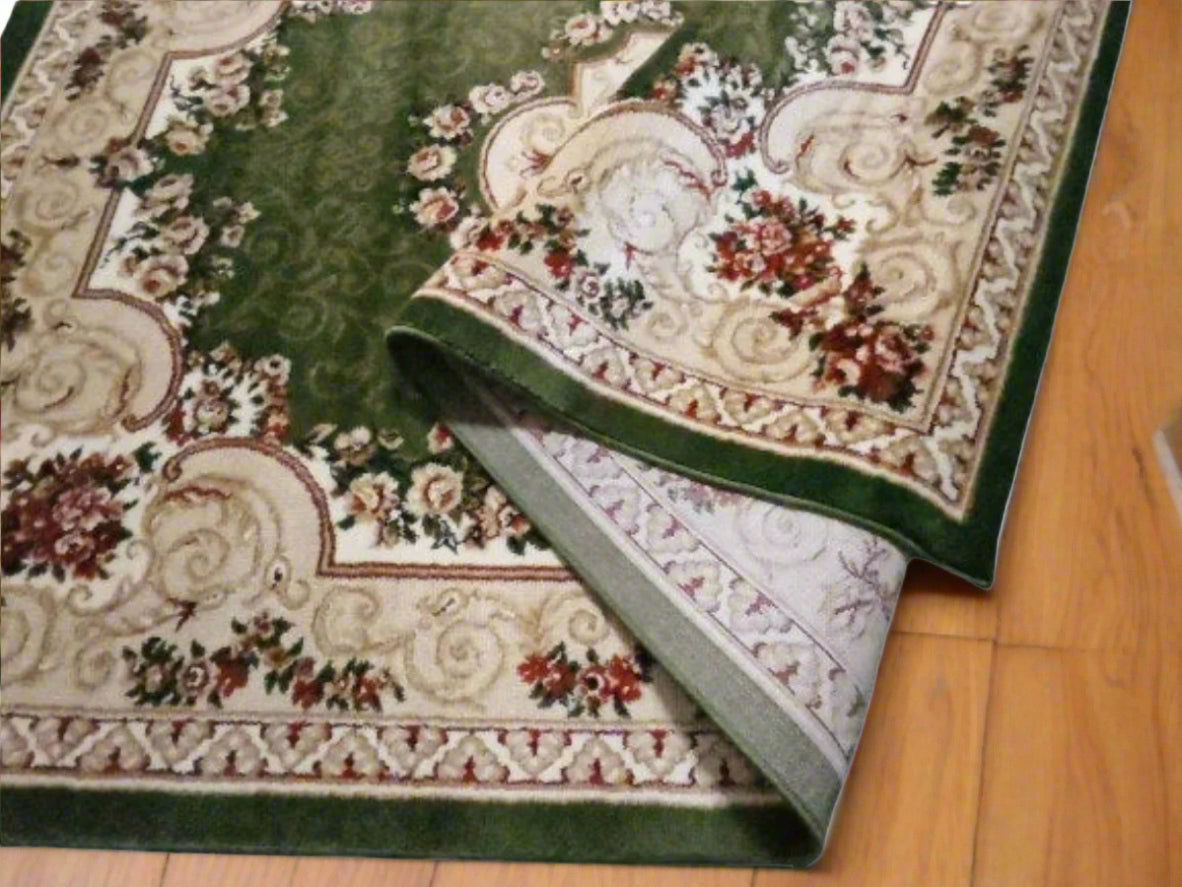 Covor clasic cu medalion, crem/verde 4-Ema Carpets