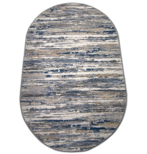 Covor modern Paris, gri/albastru, oval - EmaCarpets