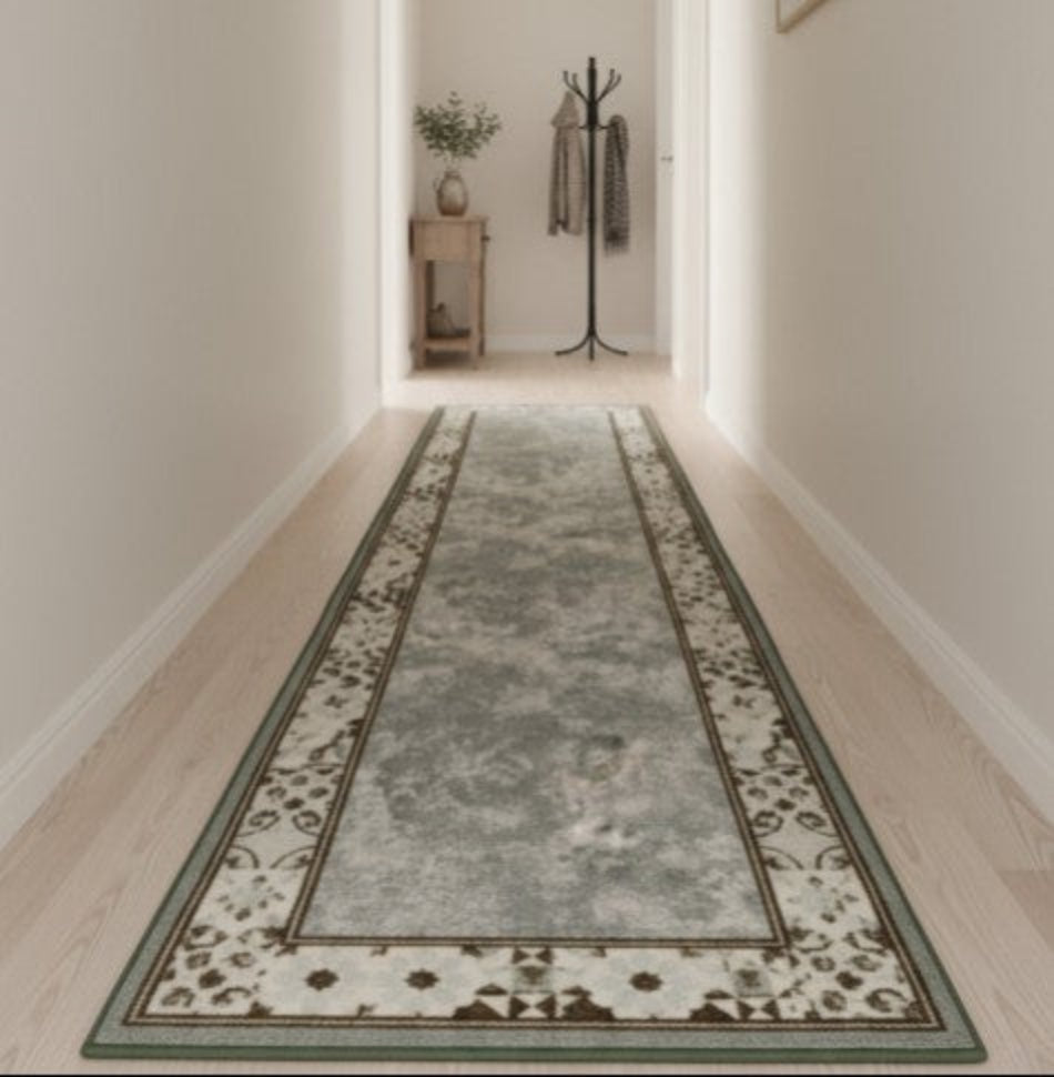 Traversa antiderapanta imprimata Kira, subtire, latime 67 cm (surfilata)