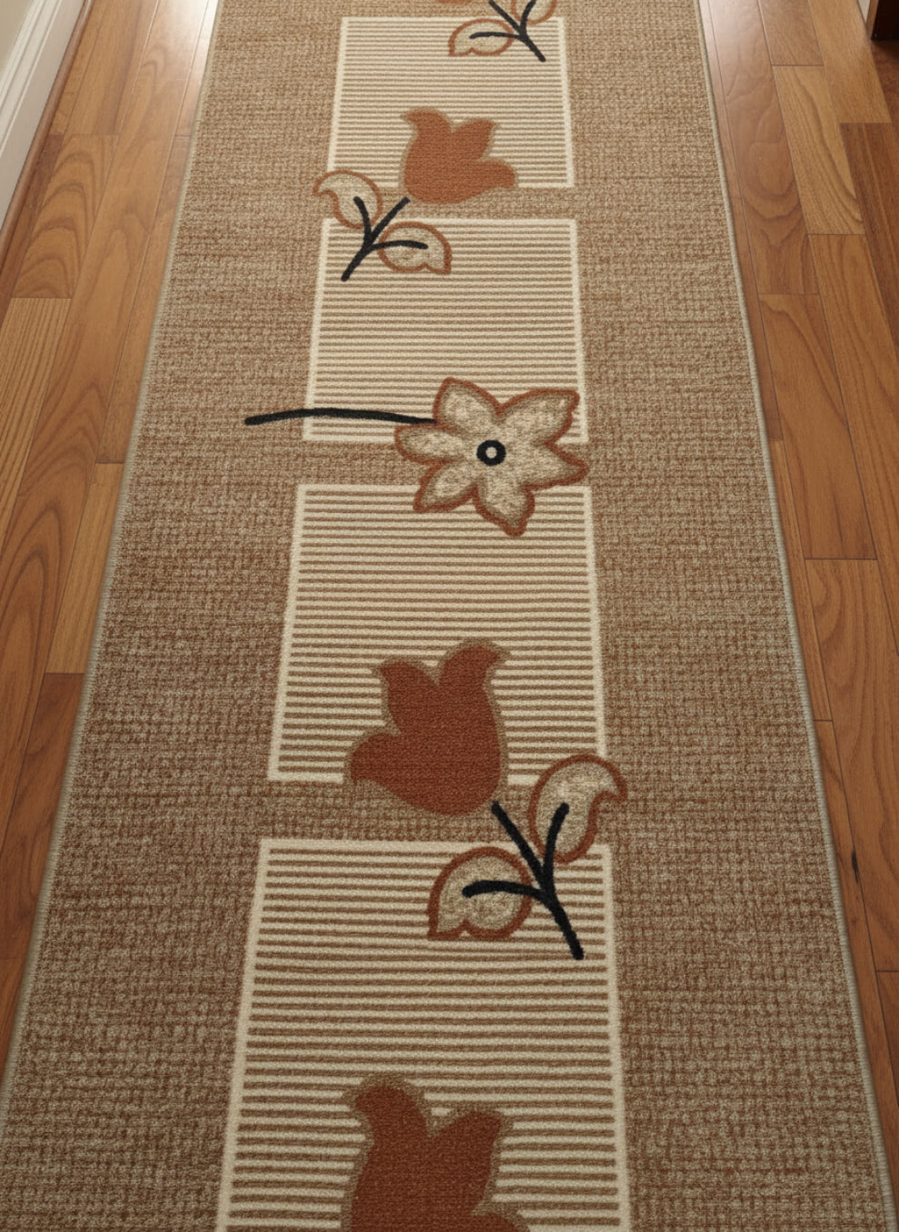 Traversa antiderapanta imprimata Tulip, subtire, latime 67 cm (surfilata)