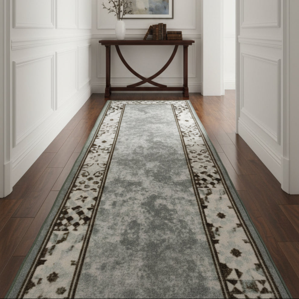 Traversa antiderapanta imprimata Kira, subtire, latime 100 cm (surfilata) - EmaCarpets