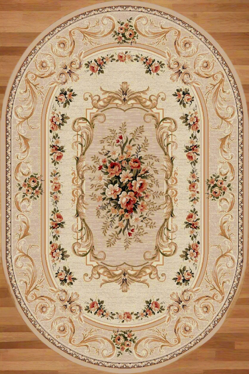 Covor Lotos, crem, oval - EmaCarpets
