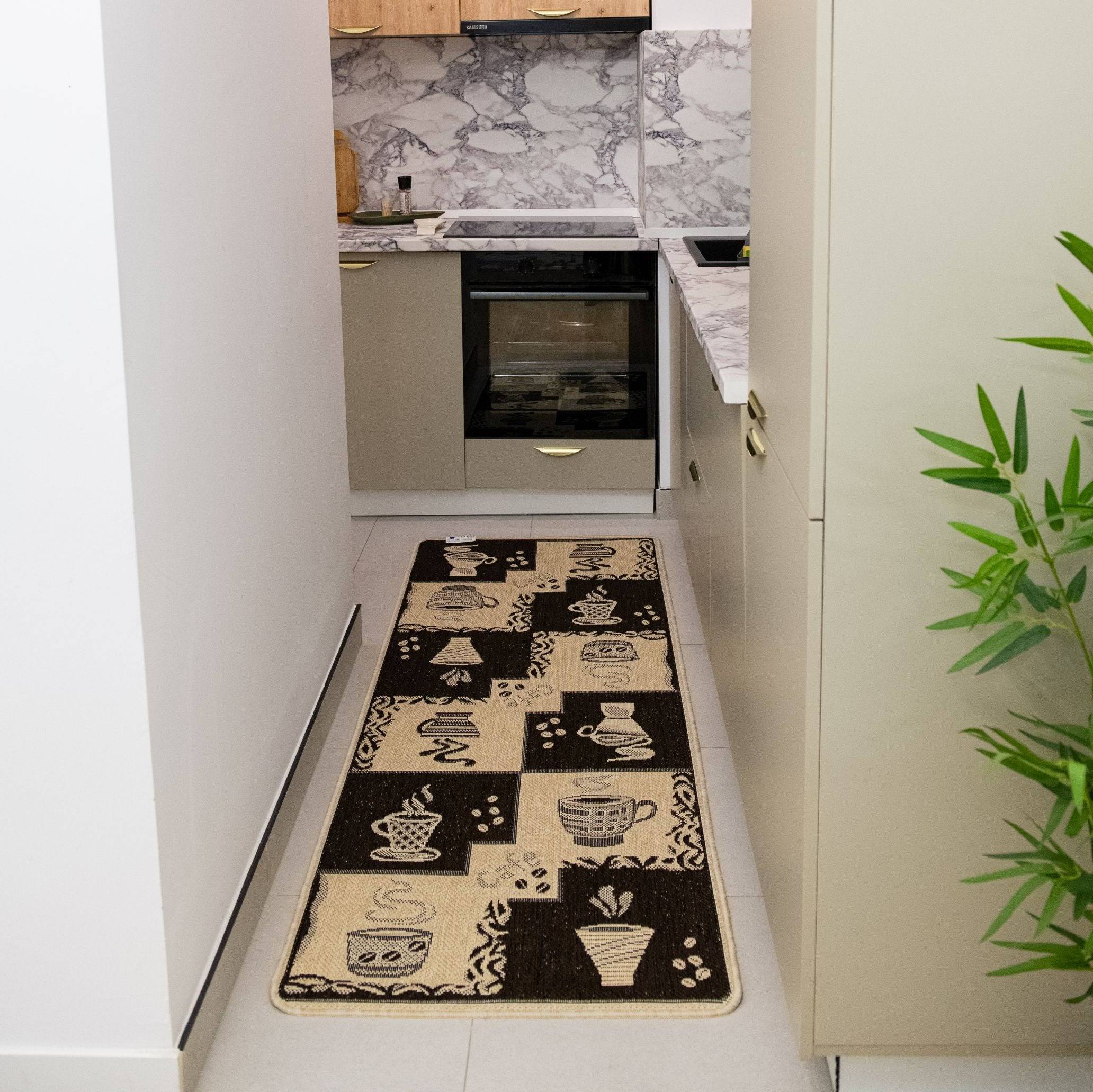 Covor antiderapant Flex, model 950-91 ,bej/maro - EmaCarpets