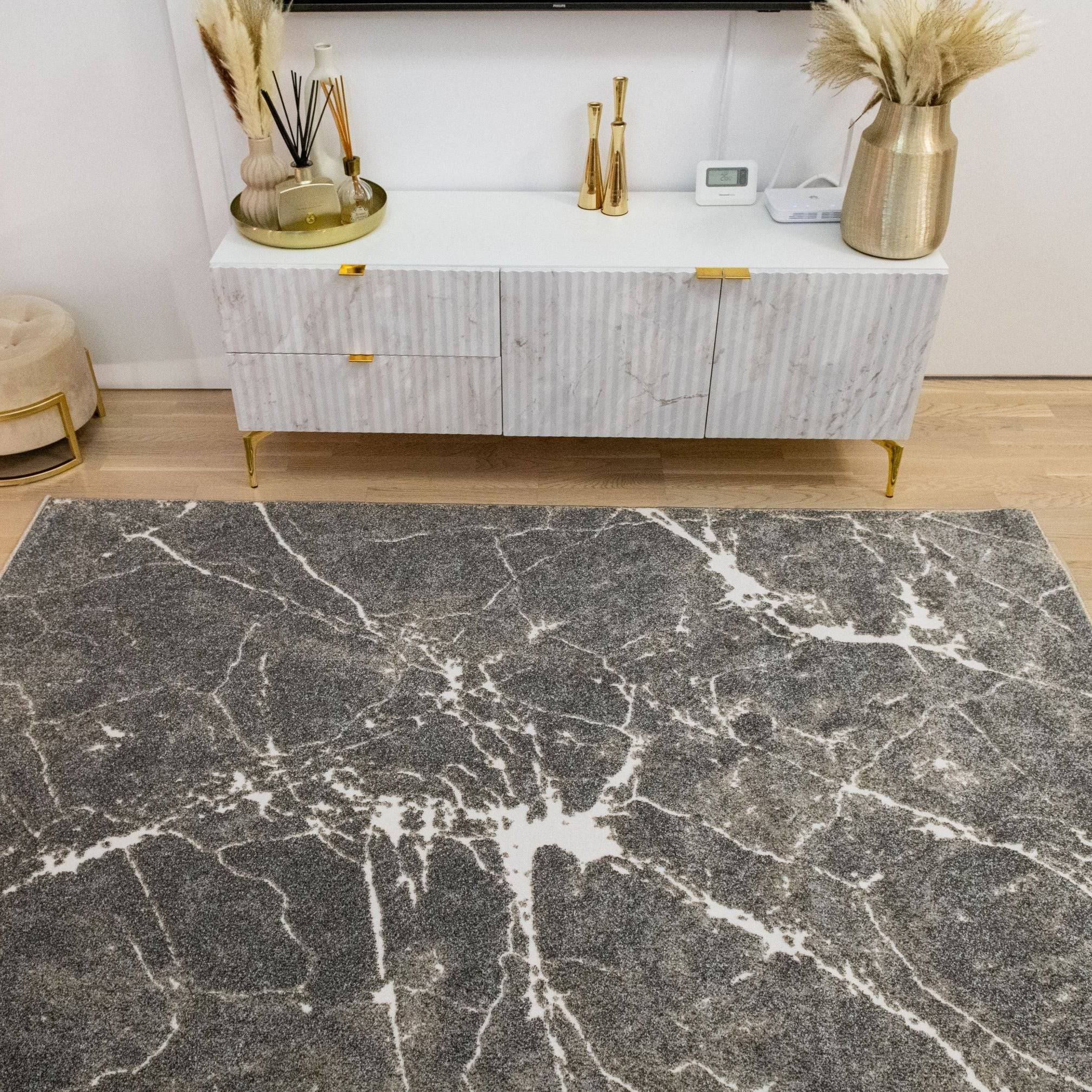 Covor Apollo, gri/alb - EmaCarpets