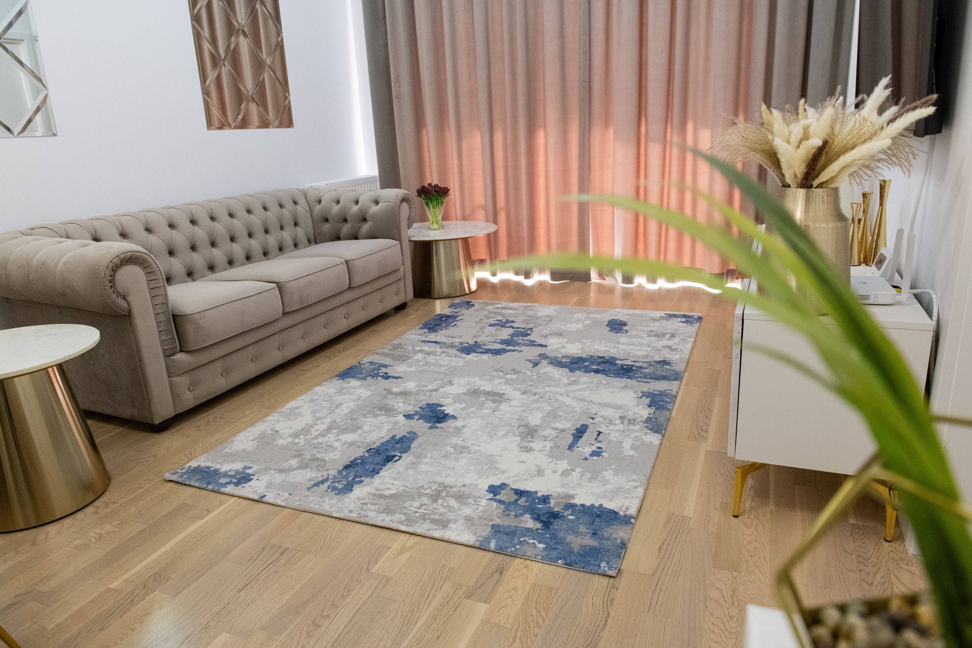 Covor modern Bodrum , gri/albastru - EmaCarpets