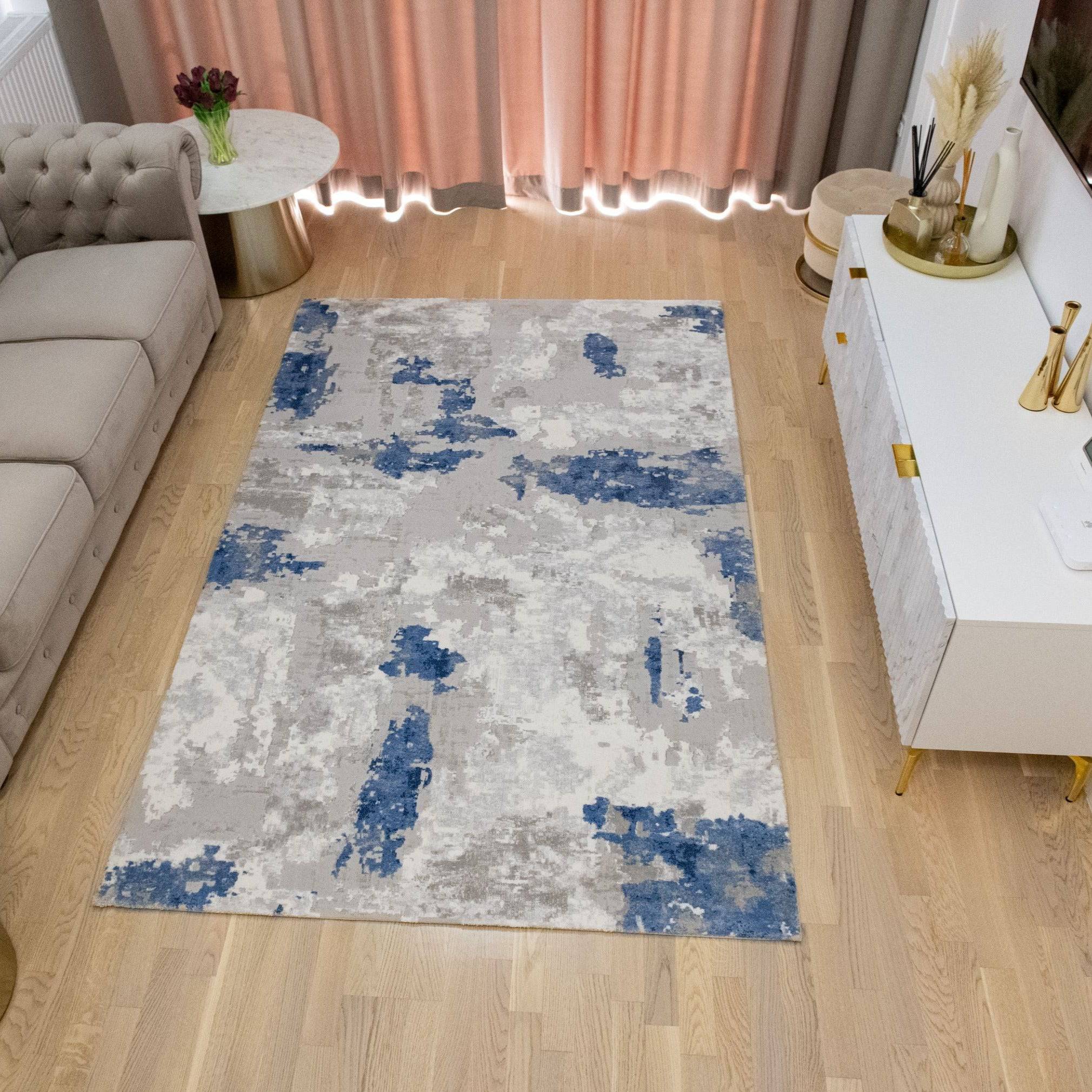 Covor modern Bodrum , gri/albastru - EmaCarpets