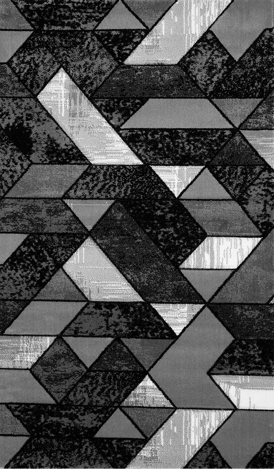 Covor Roma geometric, gri, dreptunghiular - EmaCarpets