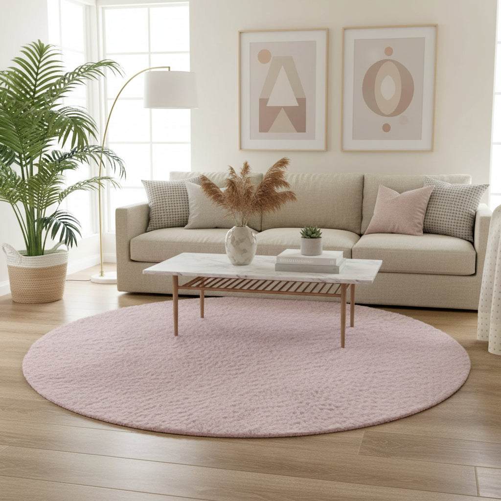 Covor Tip Blanita, roz, rotund, antiderapant - EmaCarpets