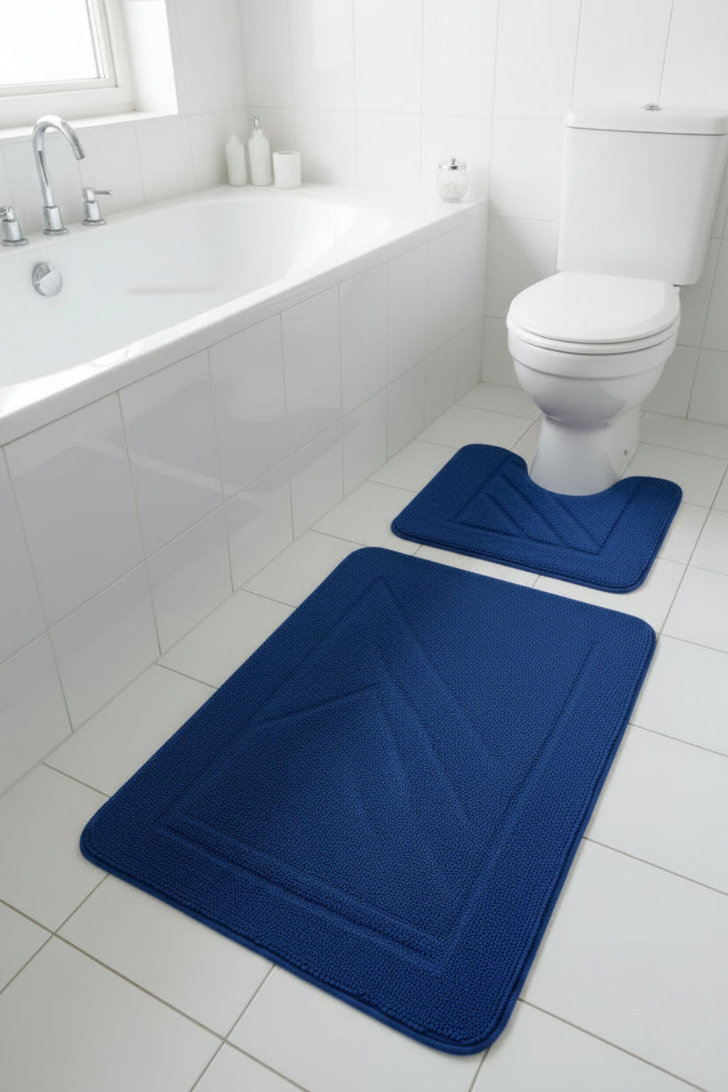 Set Covorașe Baie 2 Piese Albastru Inchis– 50x80 cm + 40x50 cm | EmaCarpets - EmaCarpets