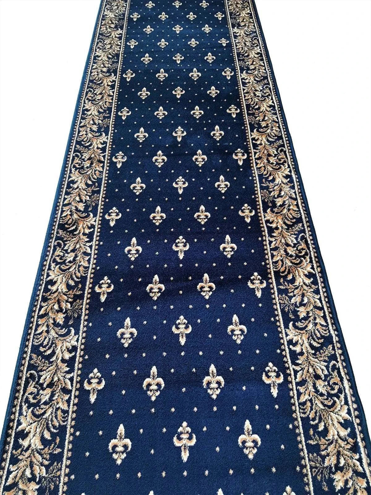 Traversa Biserica cu crini, albastru, latime 200 cm (surfilata) - EmaCarpets