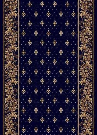 Traversa Biserica cu crini, albastru, latime 200 cm (surfilata) - EmaCarpets