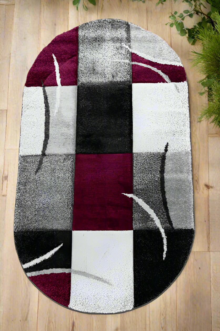 Covor Garden, gri/lila, oval - EmaCarpets