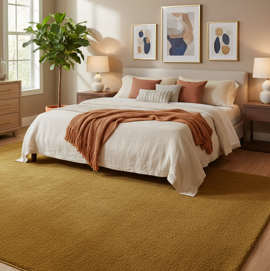 Covor din Microfibra, Sky, auriu - EmaCarpets