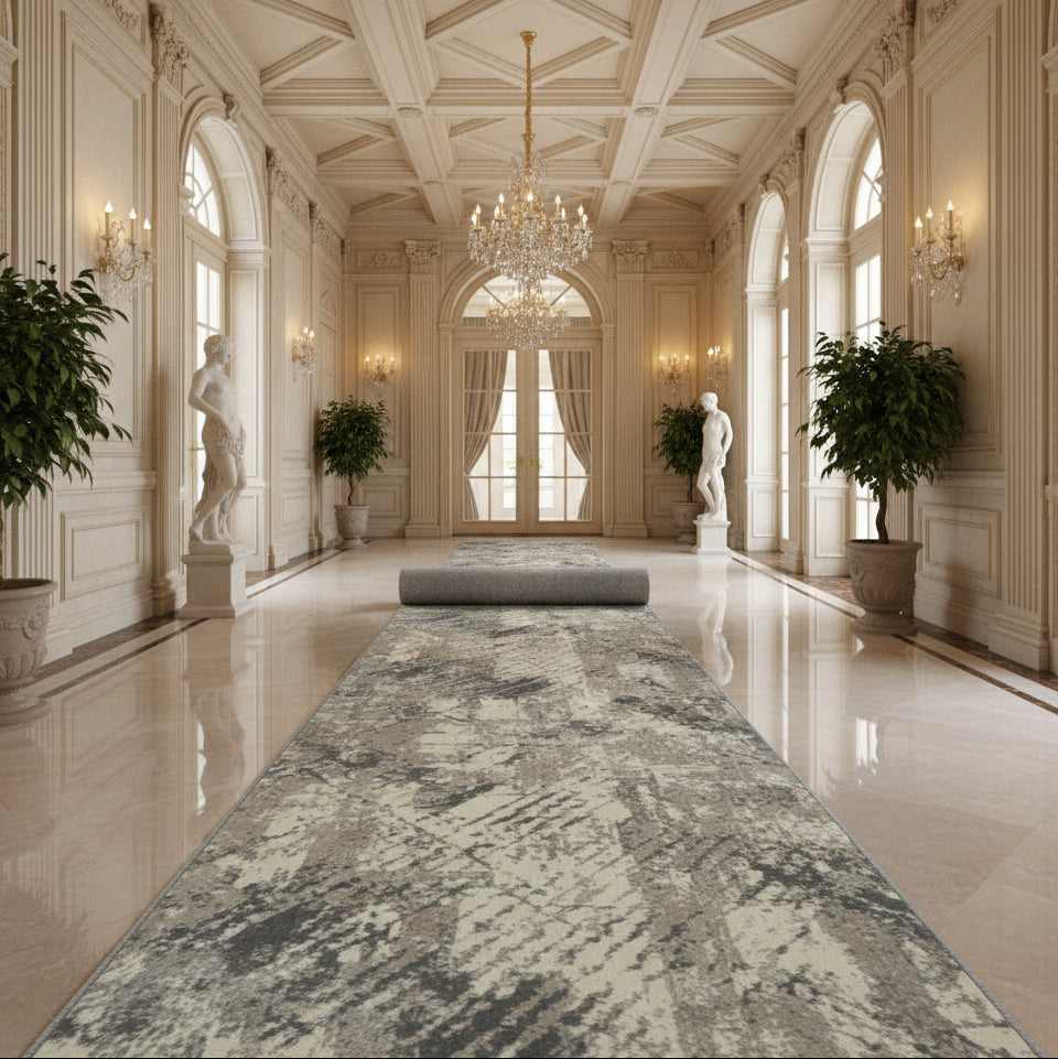 Traversa Any, gri/crem, latime 115 cm (surfilata) - EmaCarpets