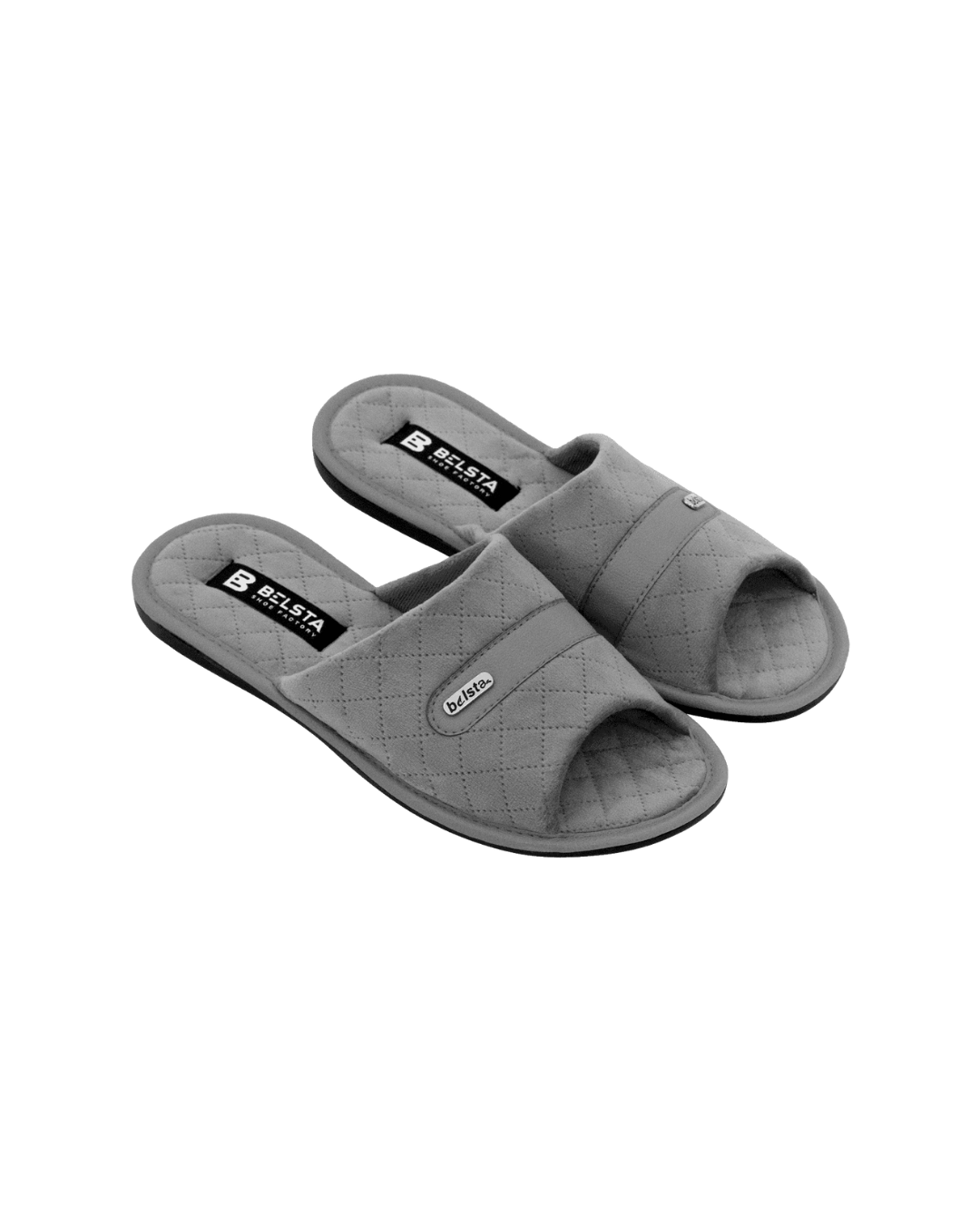 Papuci de casă din velur matlasat gri