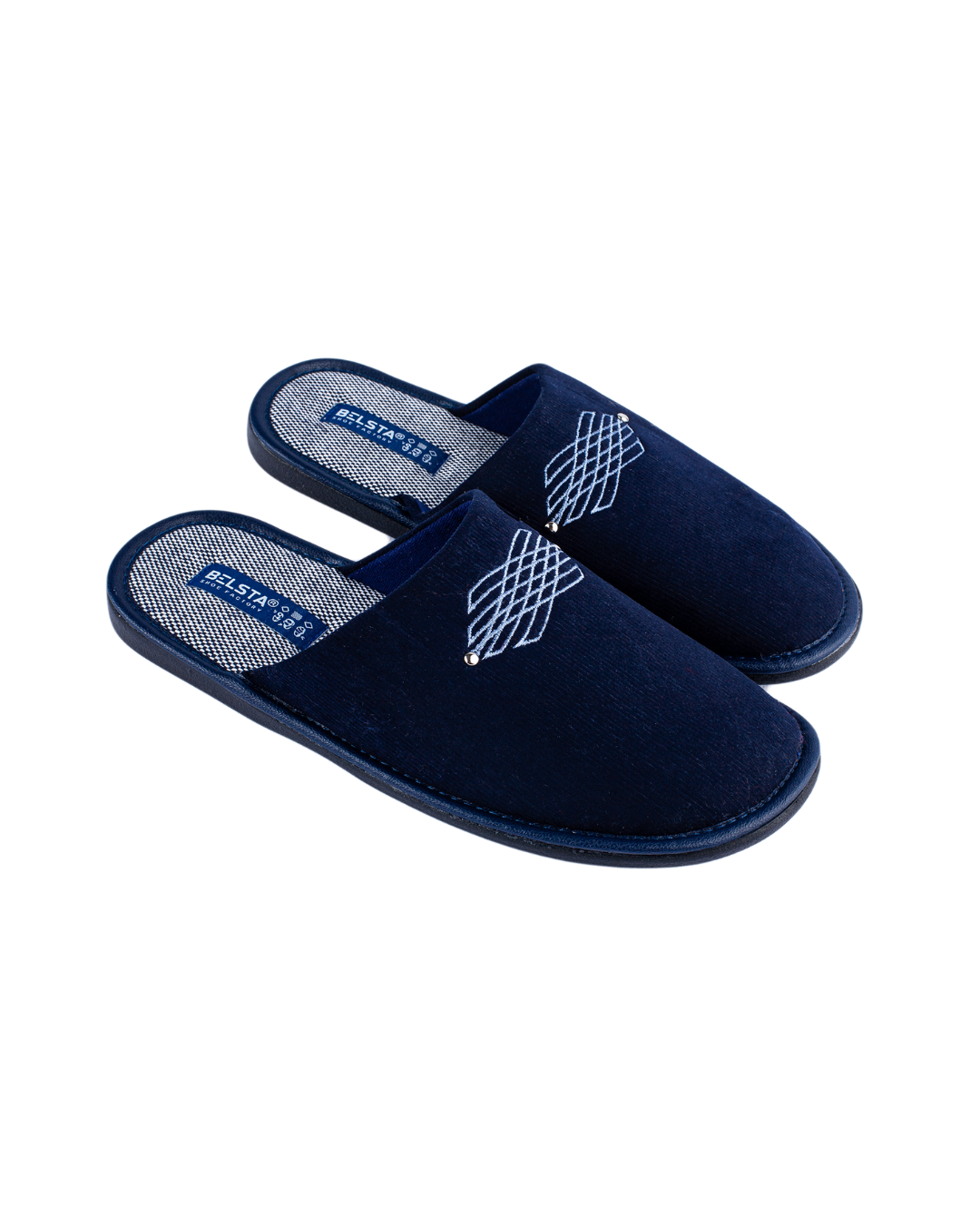 Papuci de casă bleumarin cu broderie