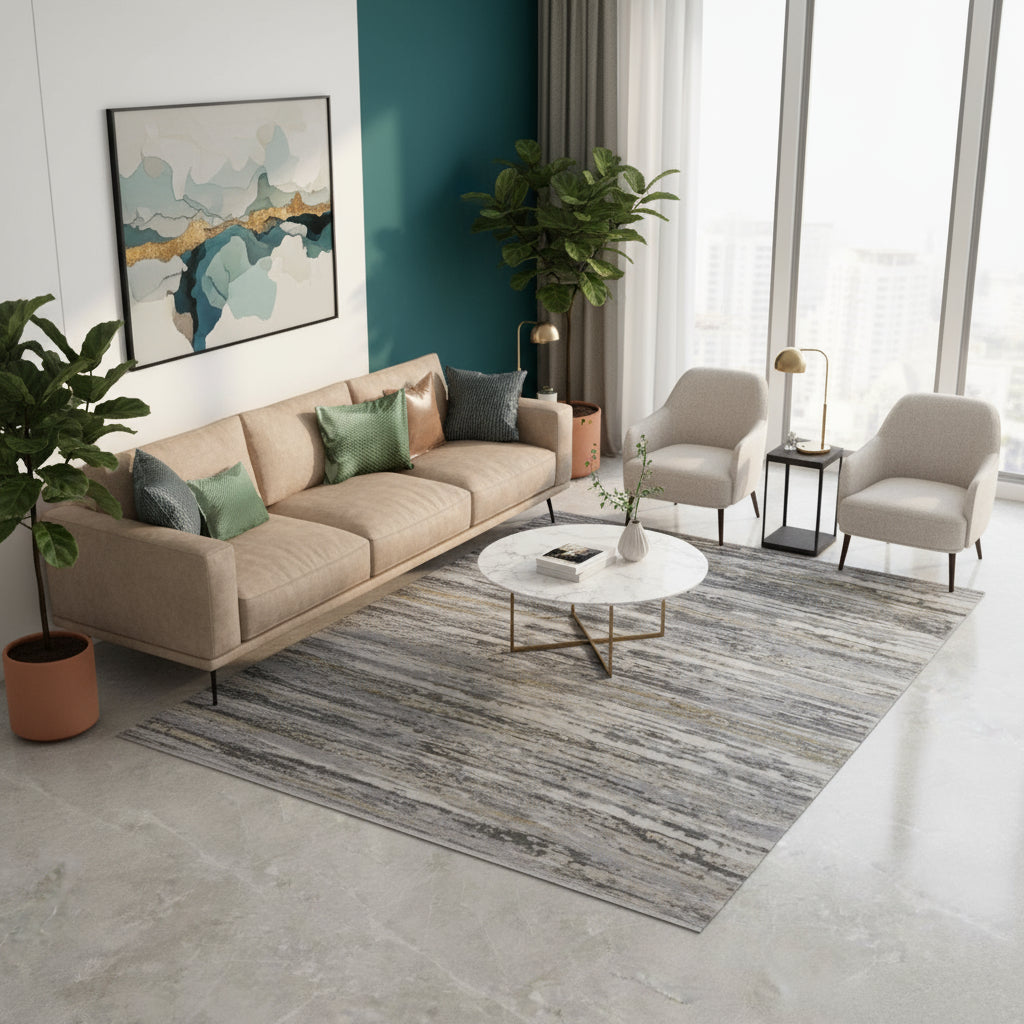 Covor modern Paris 1, gri/crem, dreptunghiular-EMA CARPETS