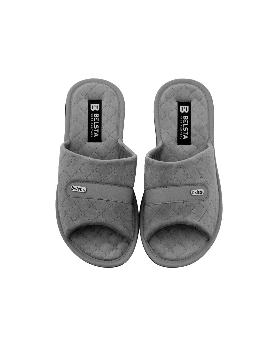 Papuci de casă din velur matlasat gri