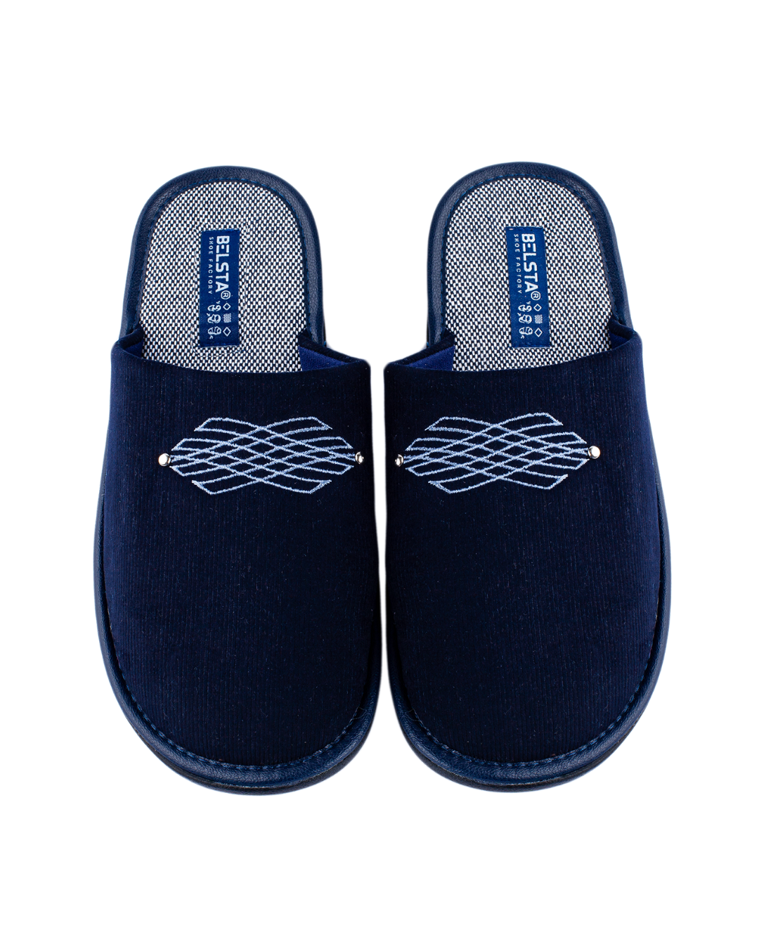 Papuci de casă bleumarin cu broderie