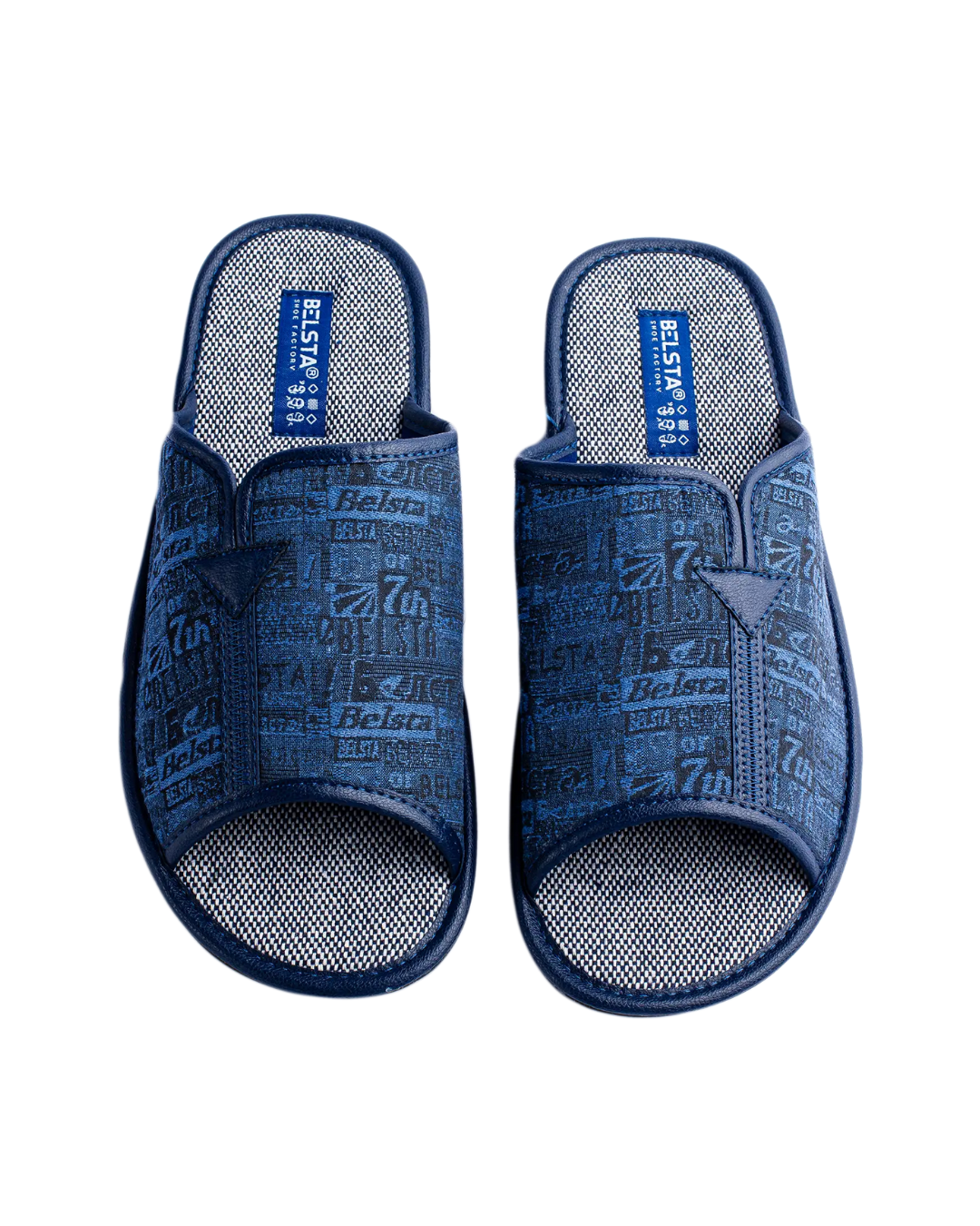 Papuci de casă din velur gri/albastru