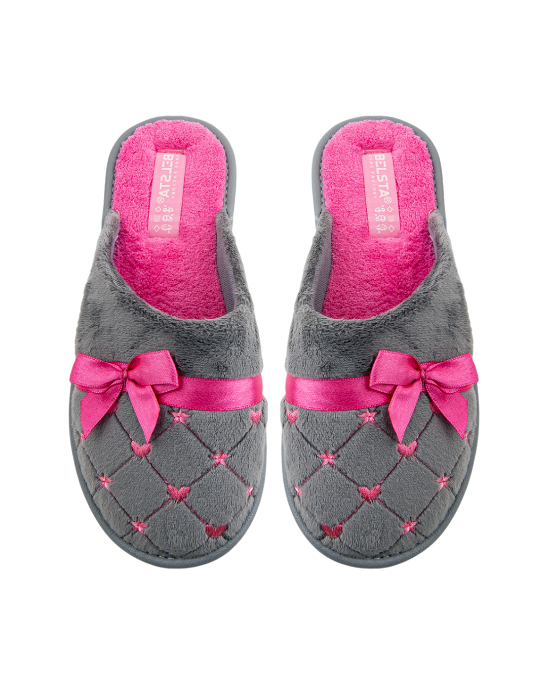 Papuci de casă gri roze