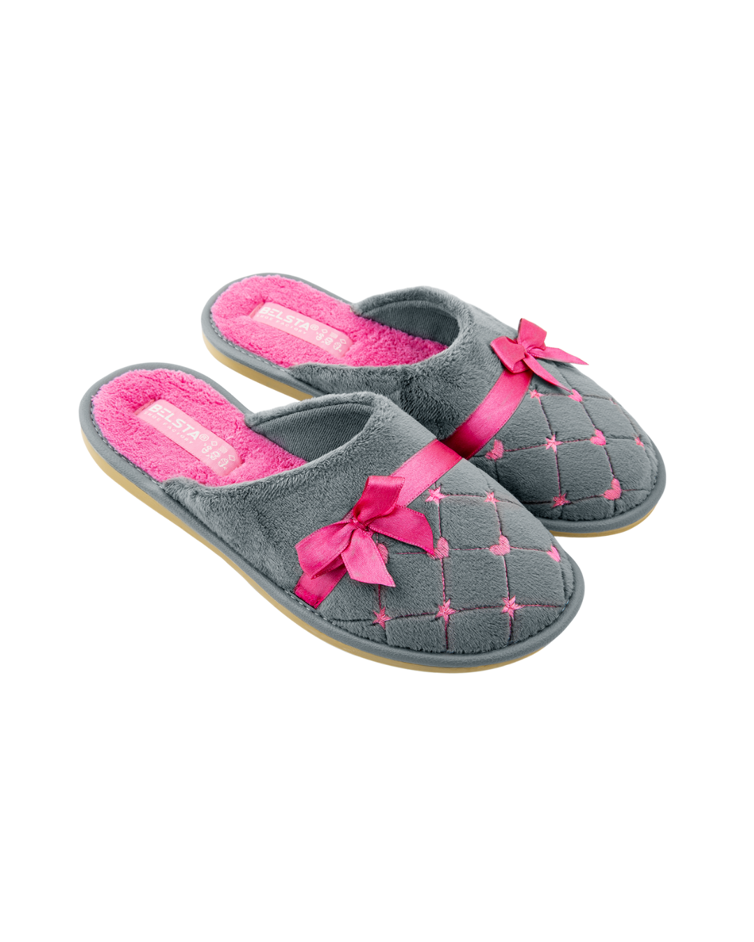 Papuci de casă gri roze
