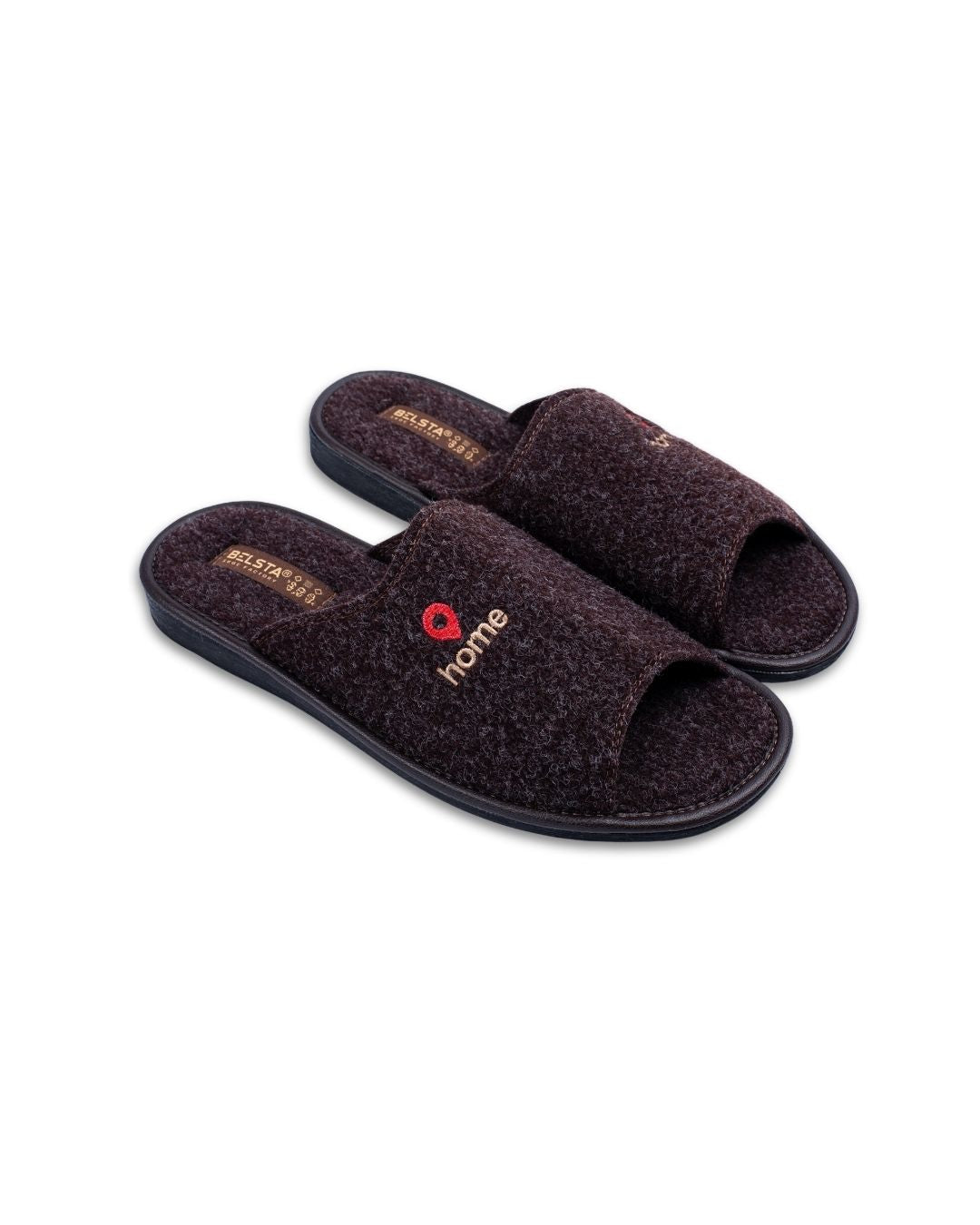 Papuci de casa din fetru brown