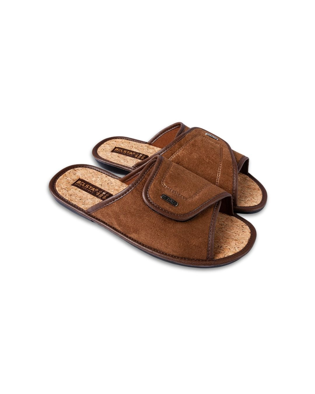 Papuci de vară maro cu închidere Velcro