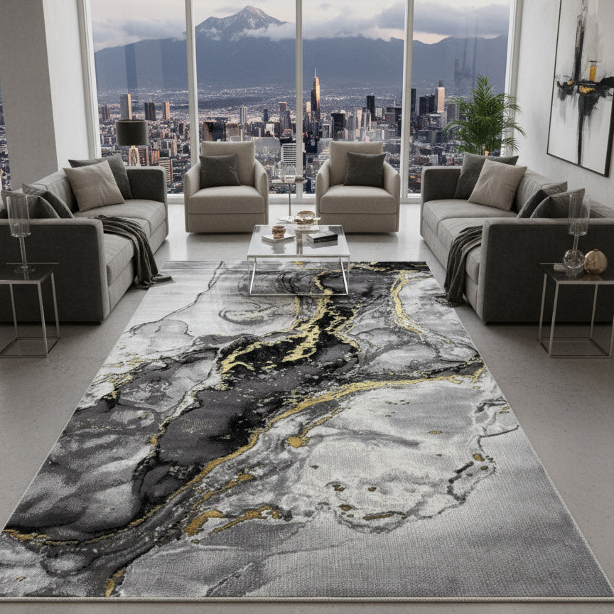 Covor Modern Ege, gri/negru