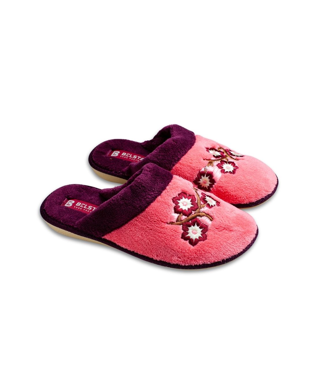 Papuci de casă cu rever bordeaux