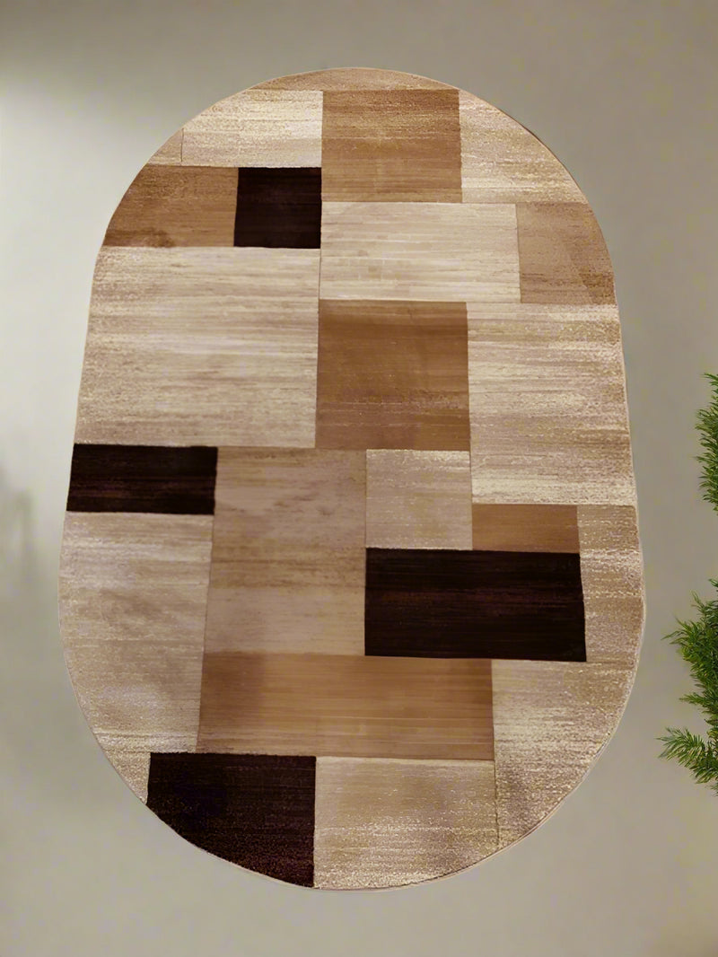 Covor modern Firuze , bej/maro, oval