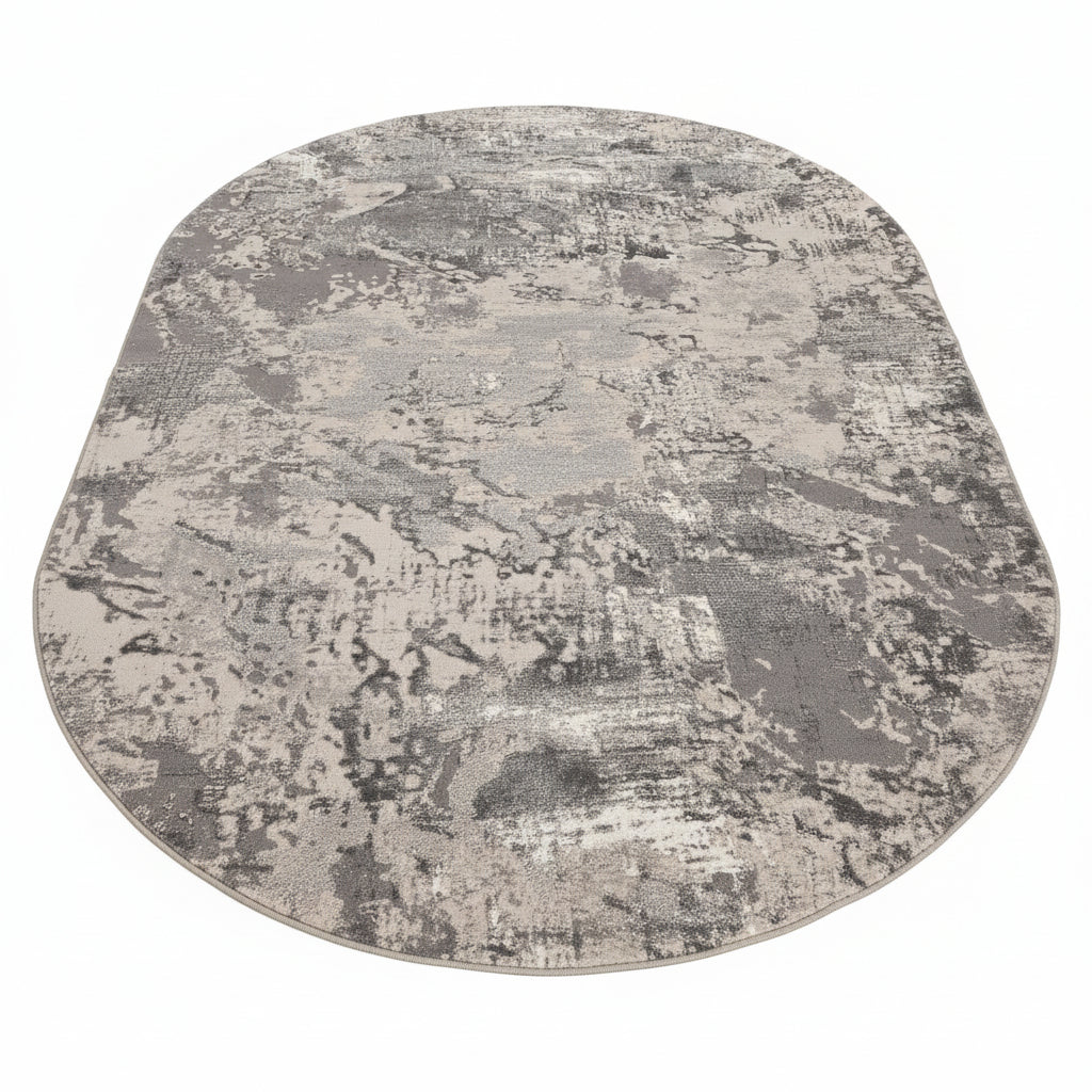 Covor Tisa Gri – Design Modern Oval | Polipropilena Premium