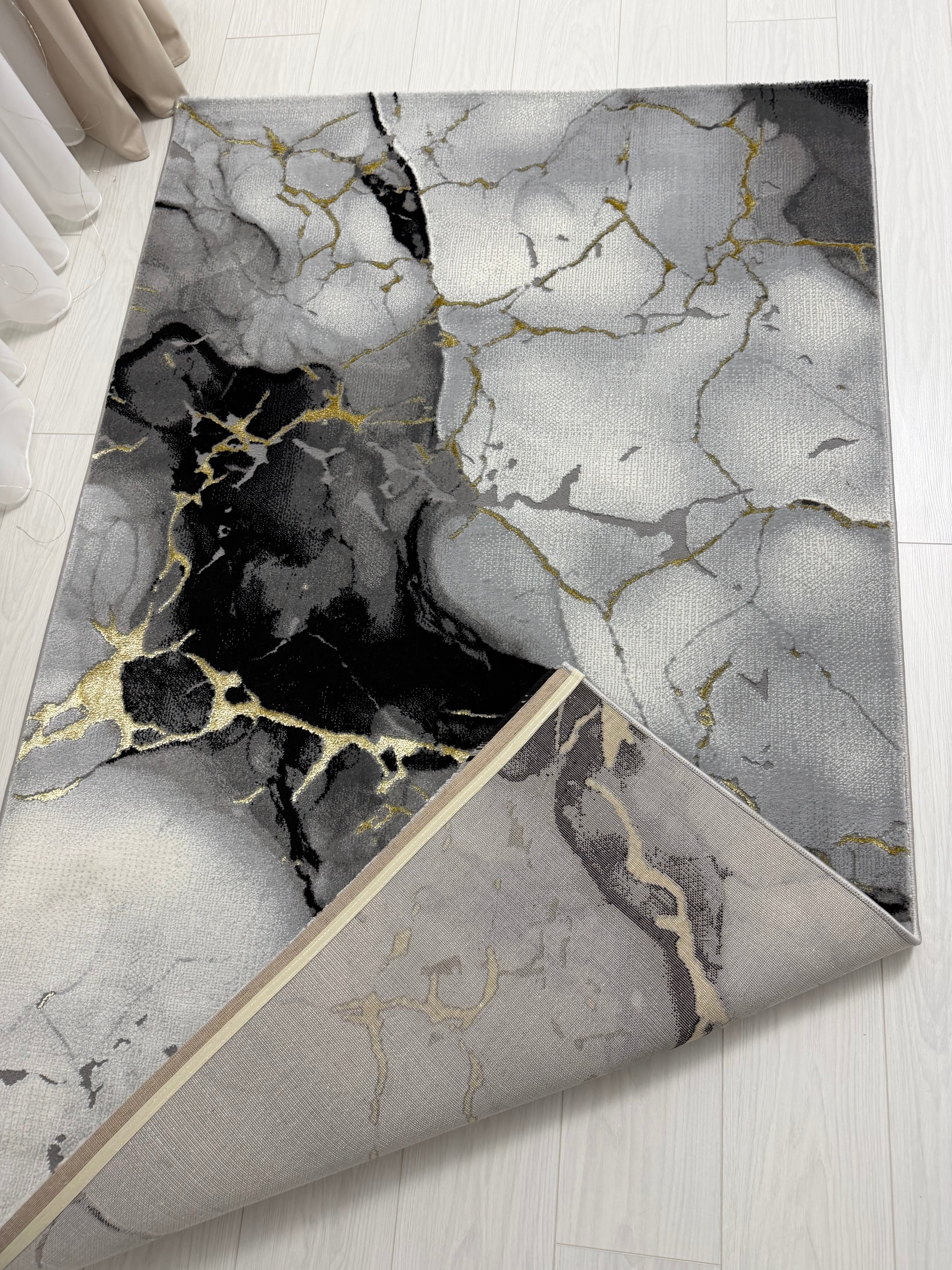 Covor Modern Bella, grey-gold - EmaCarpets