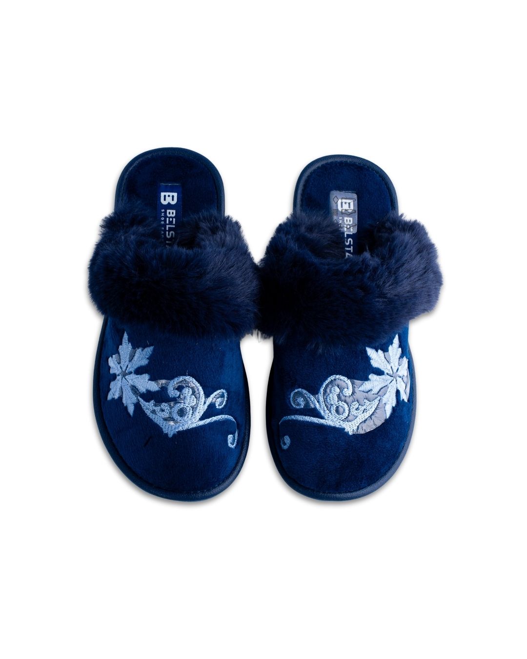 Papuci de casă din velur albastru